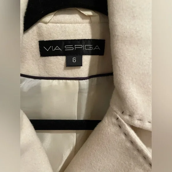 Women’s Via Spiga Peacoat, White Size 6 - Picture 3 of 16